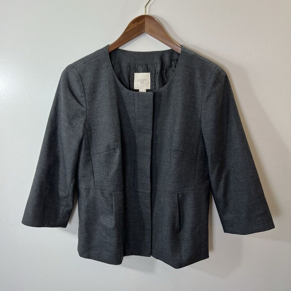 J. Crew Womens Lady Jacket Size M 8 Gray Minimalist Professional Academia Preppy